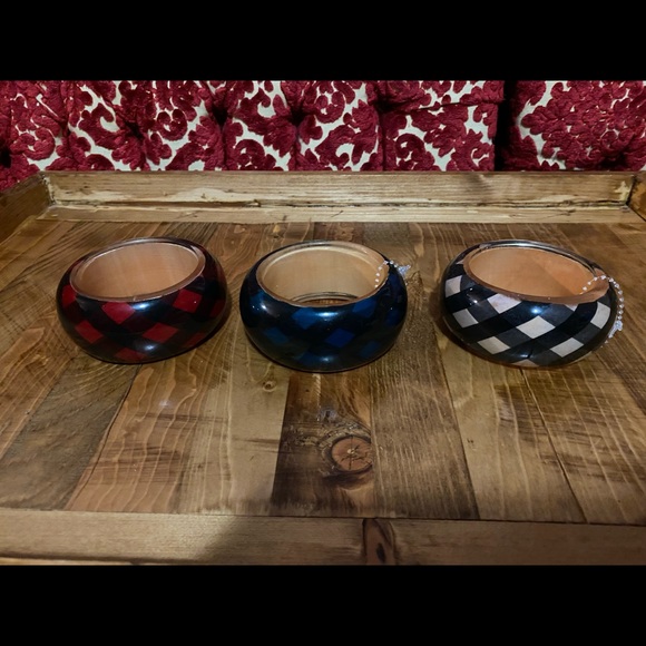 Chunky bracelets. Set of 3 - red, blue and cream. - Picture 2 of 2